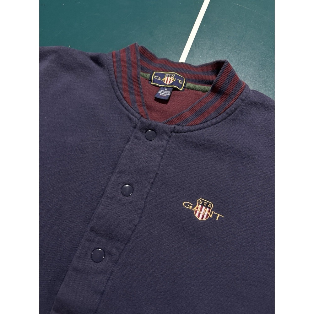 Vintage 90s Gant Varsity Bomber Color Block Sweatshirt Jacket Men's XL Fleece - Picture 2 of 9